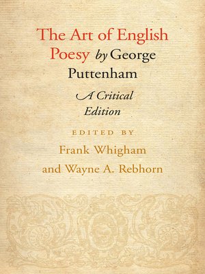cover image of The Art of English Poesy